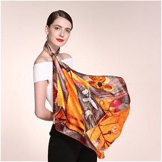 90cm*90cm Silk satin printed square scarf