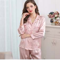 Silk Embroidered Pajamas
